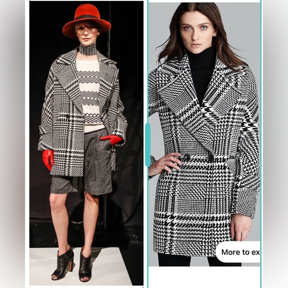 Trina Turk Houndstooth Wool Blend Coat Size 14 - Picture 1 of 7